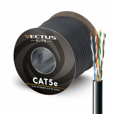 VECTUS CAT5e 100M Cable UTP PE, Outdoor (Black)